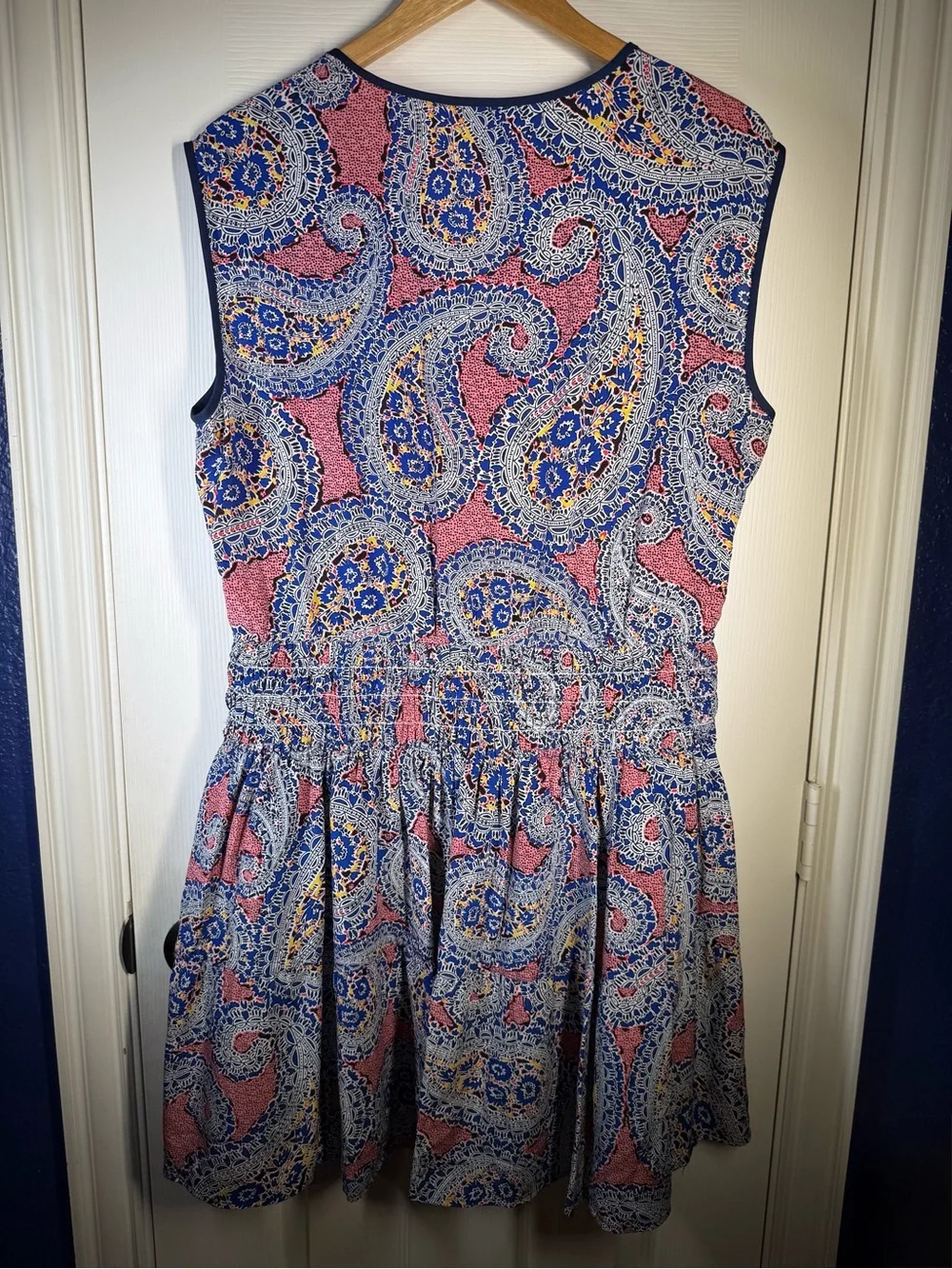 J. Crew Sz 12 Silk Multicolor Paisley-Print Sundress in Blue, Red & Yellow